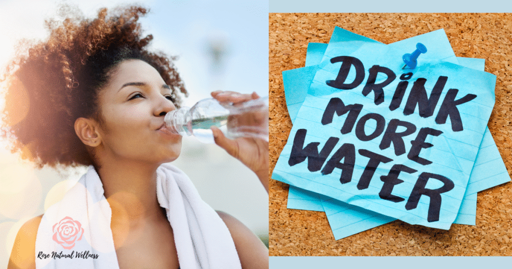 healthy hydration, drink more water, hydration tips for women, Rose Natural Wellness