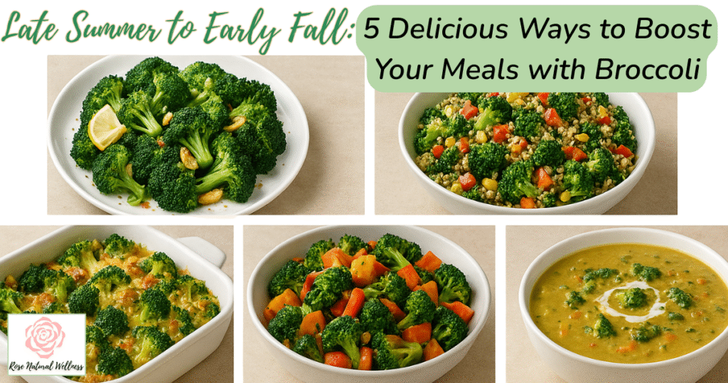 Late Summer to Early Fall 5 Delicious Ways to Boost Your Meals with Broccoli - rose natural wellness, nutrition and wellness for women, nutrient dense recipes